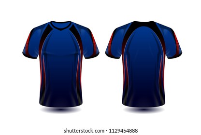 blue, red and black layout e-sport t-shirt design template