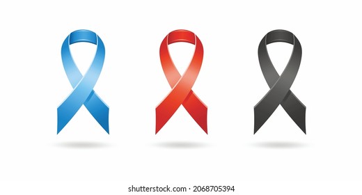 Blue Red and black ribbon vector design icon symbol for prostate cancer, Hiv Aids and mourning symbol label