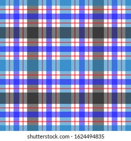 Blue, red and black tartan plaid Scottish seamless pattern. Texture for background, wallpaper, plaid, tablecloths, clothes, shirts, dresses, jacket, skirt, paper, blankets and other textile products.