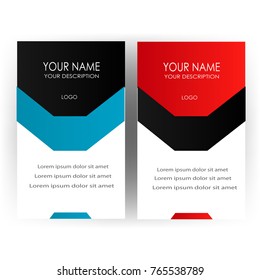 blue red and black vector business card template design isolated background