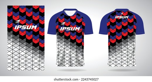 blue red black white shirt sports jersey template for team uniforms and Soccer
