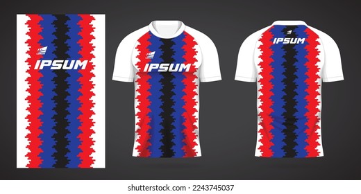 blue red black white shirt sports jersey template for team uniforms and Soccer