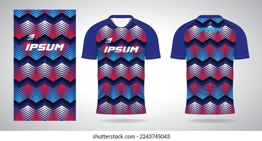 blue red black white shirt sports jersey template for team uniforms and Soccer
