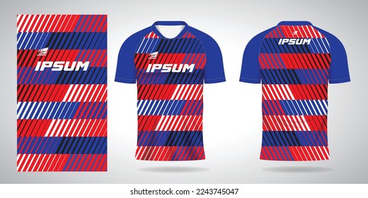 blue red black white shirt sports jersey template for team uniforms and Soccer