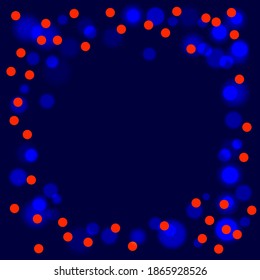 blue and red bokeh confetti vector, empty frame vector on dark blue, vector art, bright, mystic digital card vector, facebook icon, linkedin cover, instagram post