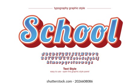 blue and red bold 3d brush cursive typography