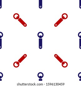 Blue and red Bottle opener icon isolated seamless pattern on white background.  Vector Illustration