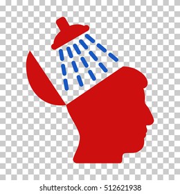 Blue And Red Brain Washing toolbar icon. Vector pictogram style is a flat bicolor symbol on chess transparent background.