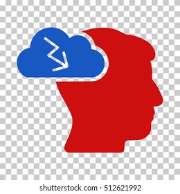 Blue And Red Brainstorming toolbar icon. Vector pictogram style is a flat bicolor symbol on chess transparent background.