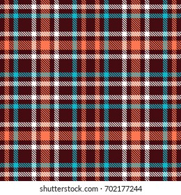 Blue, red and brown tartan seamless vector pattern. Checkered plaid texture. Geometrical simple square background for fabric, textile, cloth, clothing, shirts, shorts, dress, blanket, wrapping design
