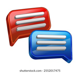 blue and red bubble chat vector illustration