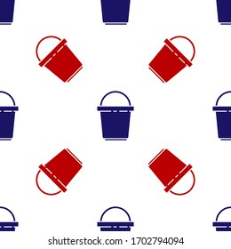 Icono de cubo azul y rojo aislado sin fisuras en fondo blanco. El concepto de servicio de limpieza. Ilustración vectorial