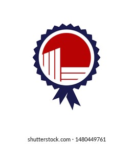 blue and red building symbol emblem vector logo 