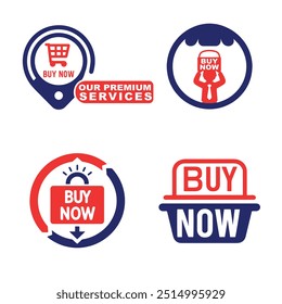 A Blue red "Buy Now" button in a flat vector design white background. The label includes a shopping cart icon jpg ideal for online shopping, banners e-commerce web pages and retail marketing logo png