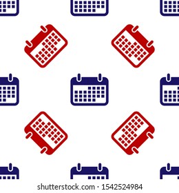 Blue and red Calendar icon isolated seamless pattern on white background.  Vector Illustration