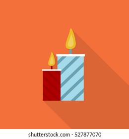 Blue and Red Candle Flat icons with Long Shadows