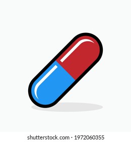 Blue and Red Capsules Icon - Vector Logo Template.