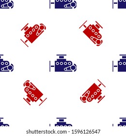 Blue and red Car engine icon isolated seamless pattern on white background.  Vector Illustration