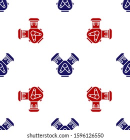 Blue and red Car engine icon isolated seamless pattern on white background.  Vector Illustration