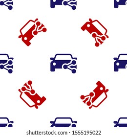 Blue and red Car sharing icon isolated seamless pattern on white background. Carsharing sign. Transport renting service concept.  Vector Illustration