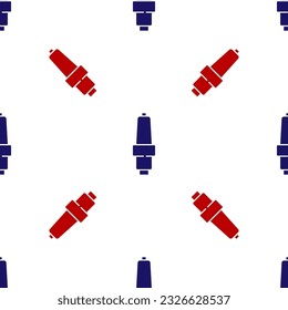 Blau und Rot Auto Funken-Plug-Symbol einzeln auf weißem Hintergrund. Elektrokerze im Auto.  Vektorgrafik