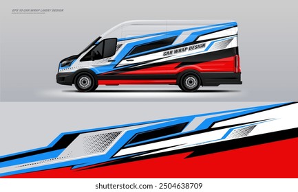 blue and red Car van wrap livery design eps 10 printable file eps 10 printable file below