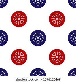 Blue and red Car wheel icon isolated seamless pattern on white background.  Vector Illustration