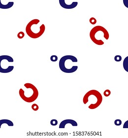 Blue and red Celsius icon isolated seamless pattern on white background.  Vector Illustration