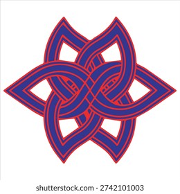 Blue and red celtic knot symbol star pattern eps 10