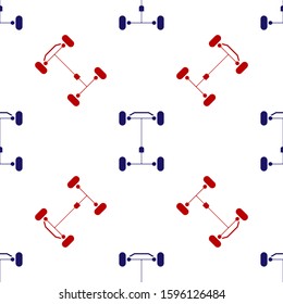 Blue and red Chassis car icon isolated seamless pattern on white background.  Vector Illustration