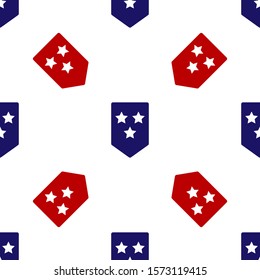 Blue and red Chevron icon isolated seamless pattern on white background. Military badge sign.  Vector Illustration