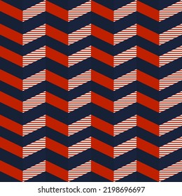 Blue and red chevron pattern, Seamless vector pattern. Home decor modern pattern design. 