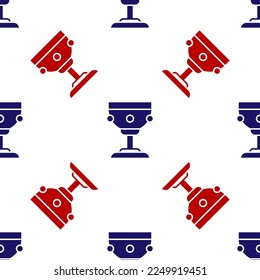 Blue and red Christian chalice icon isolated seamless pattern on white background. Christianity icon. Happy Easter.  Vector Illustration