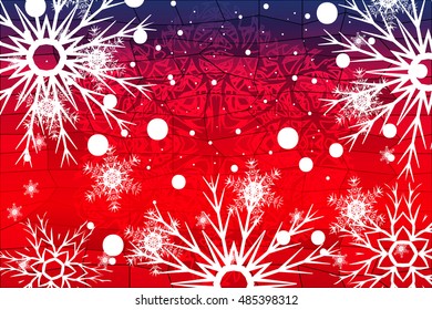Blue, red christmas background with snowflakes. Christmas vector pattern design for greeting card, wallpaper, backdrop.