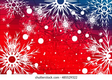 Blue, red christmas background with snowflakes. Christmas vector pattern design for greeting card, wallpaper, backdrop.