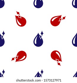 Blue and red Clean water drop icon isolated seamless pattern on white background.  Vector Illustration