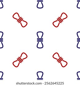 Blue and red Climber rope icon isolated seamless pattern on white background. Extreme sport. Sport equipment.  Vector Illustration