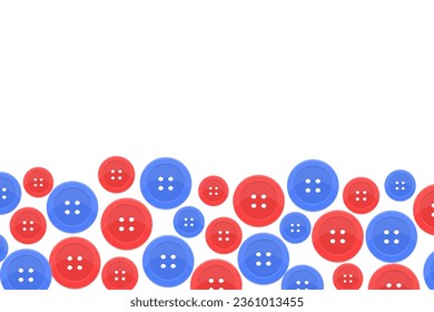 Tasten für blaue und rote Kleidung, Vektorhintergrund