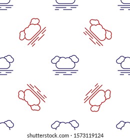 Blue and red Cloud icon isolated seamless pattern on white background.  Vector Illustration