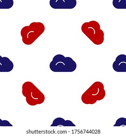 Icono de la nube azul y roja aislado patrón sin fisuras en fondo blanco. Ilustración vectorial