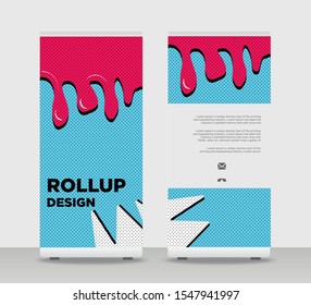 Blue red color Abstract Shapes Modern Exhibition Advertising Trend Business Roll Up Banner Stand Poster Brochure flat design template creative concept. blue red Roll Up EPS. Presentation