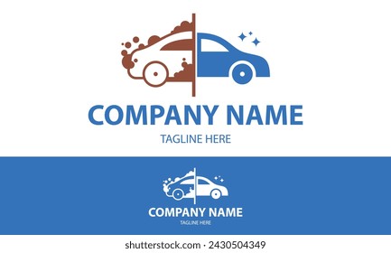 Blue and Red Color Automotive Car Wash Logo Design
