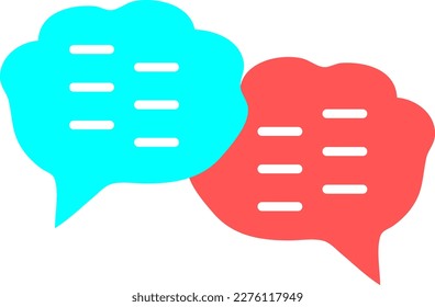 Ilustración de burbujas de conversación en color azul y rojo
