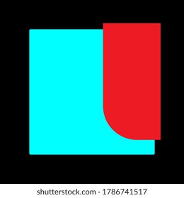 Blue and red color frame banner web template background square blank and copy space