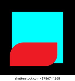 Blue and red color frame banner web template background square blank and copy space