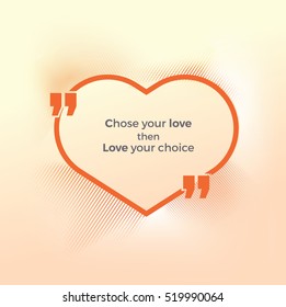 Blue and Red Color Heart Shape Text Box Frame for Your Quotation