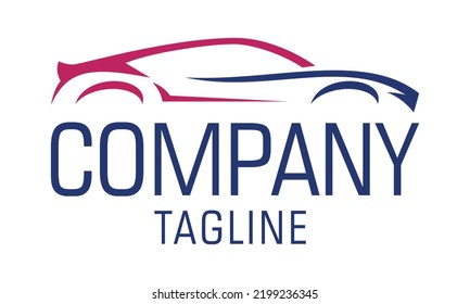 Blue and Red Color Luxury Car Logo Design