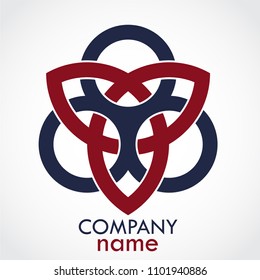 blue red color ornamental logo design