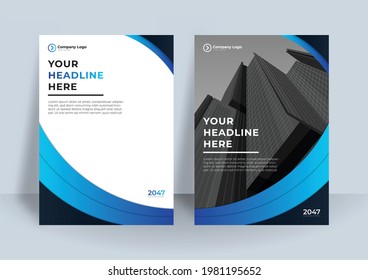 Blue and red color scheme with geometric background business Book cover design template in A4. Can be use for brochure, annual report, poster, corporate presentation, portfolio, flier, banner, website