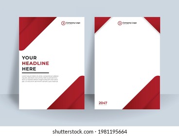 Blue and red color scheme with geometric background business Book cover design template in A4. Can be use for brochure, annual report, poster, corporate presentation, portfolio, flier, banner, website
